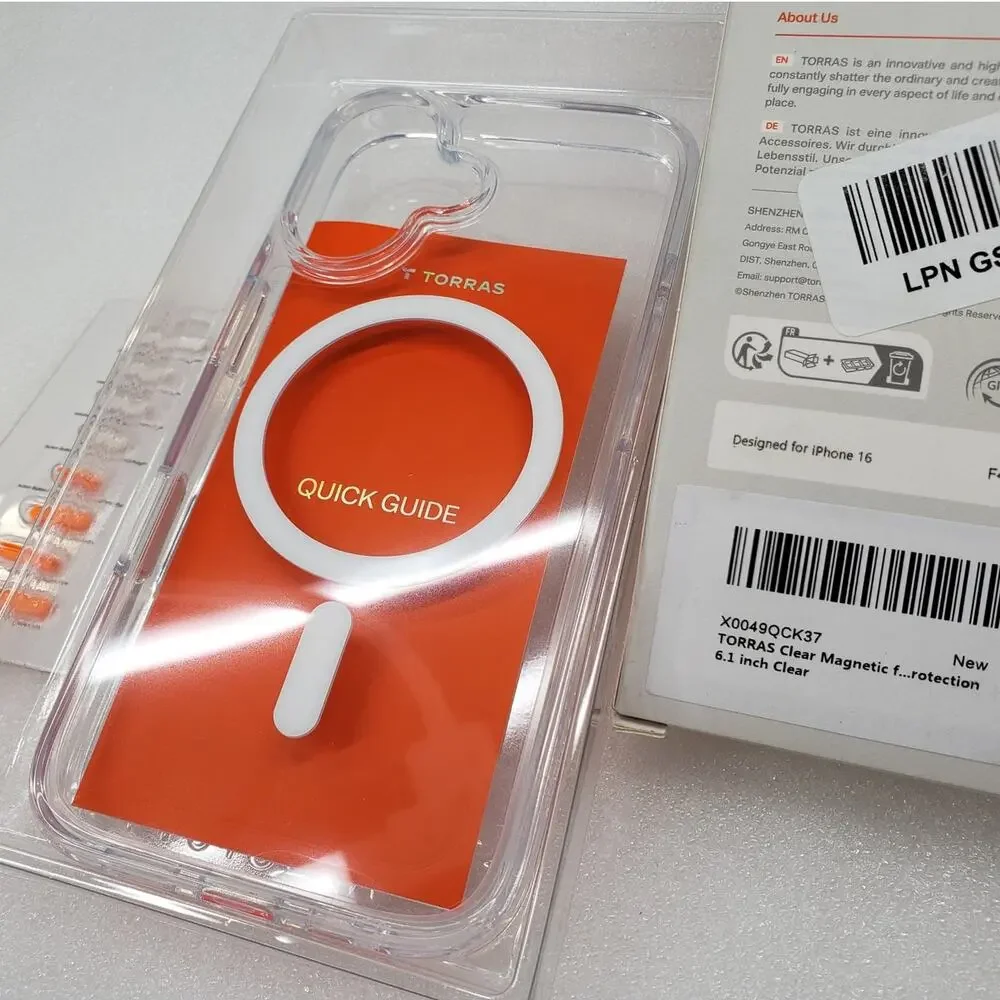 TORRAS Magnetic Clear Case for iPhone 16 6.1 Inch - Clear MagSafe Cover